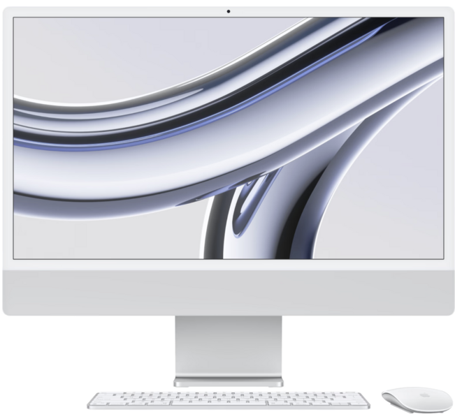 Apple iMac All-In-One Desktop, M3 8GB RAM, 256 SSD, 24-inch 4.5K Retina Display, Silver