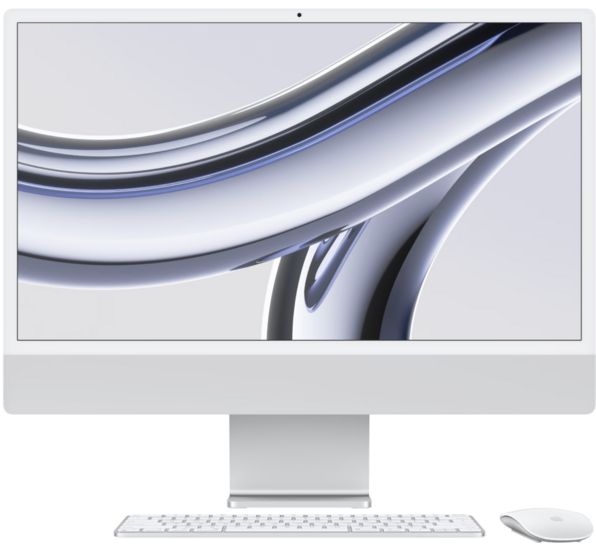 Apple iMac All-In-One Desktop, M3 8GB RAM, 256 SSD, 24-inch 4.5K Retina Display, Silver